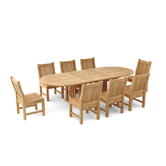 The Sahara Dining Side Chair 9-Pieces Oval Double Extension Dining Set