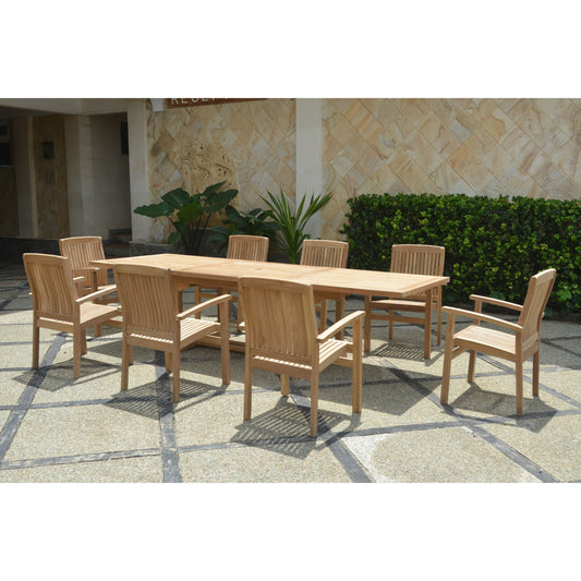 The Bahama Stackable Sahara 9-Piece Rectangular Dining Set A