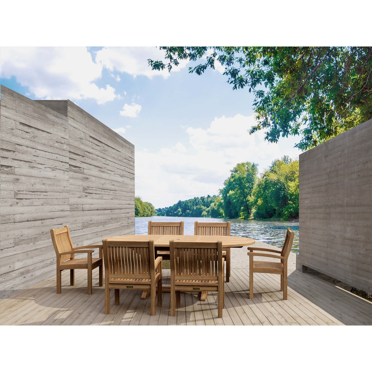 The Bahama Sahara Armchair 7-Pieces 87" Oval Dining Set