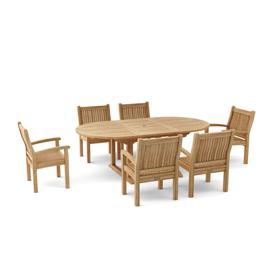 The Bahama Sahara Armchair 7-Pieces 87" Oval Dining Set