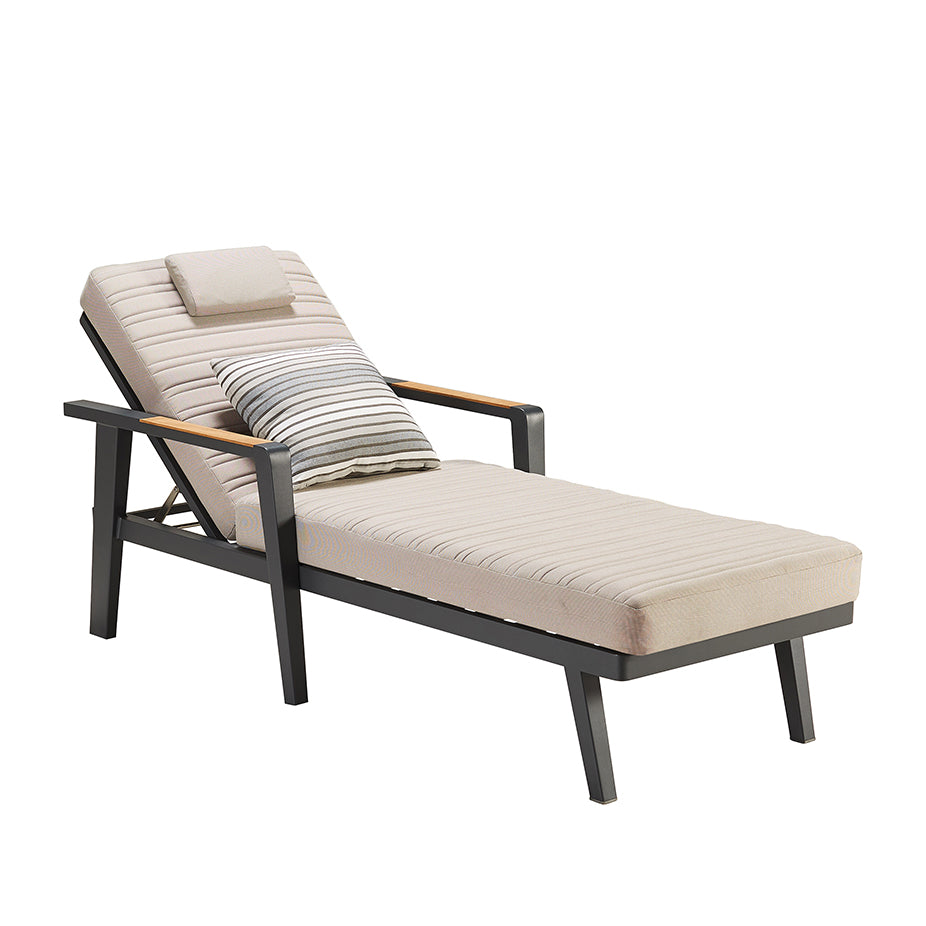 HIGOLD Emoti Aluminum Teak Patio Chaise Lounger