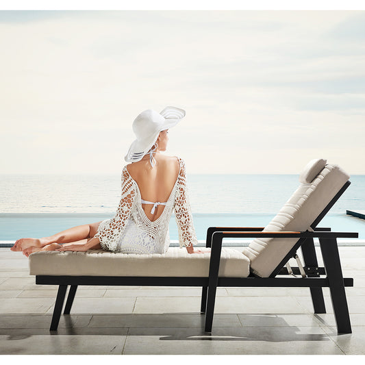 HIGOLD Emoti Aluminum Teak Patio Chaise Lounger