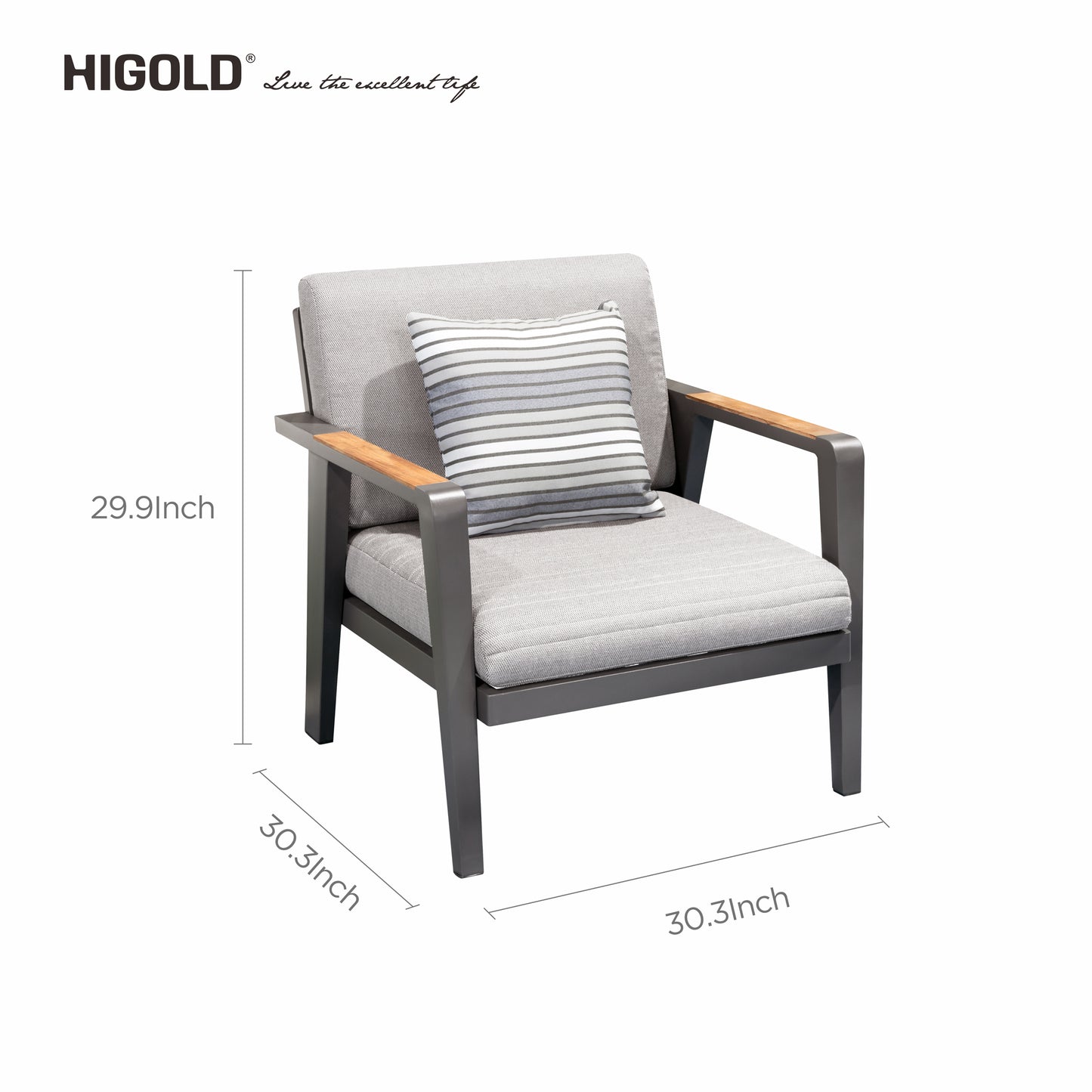 HIGOLD Emoti Aluminum Teak Patio Sofa