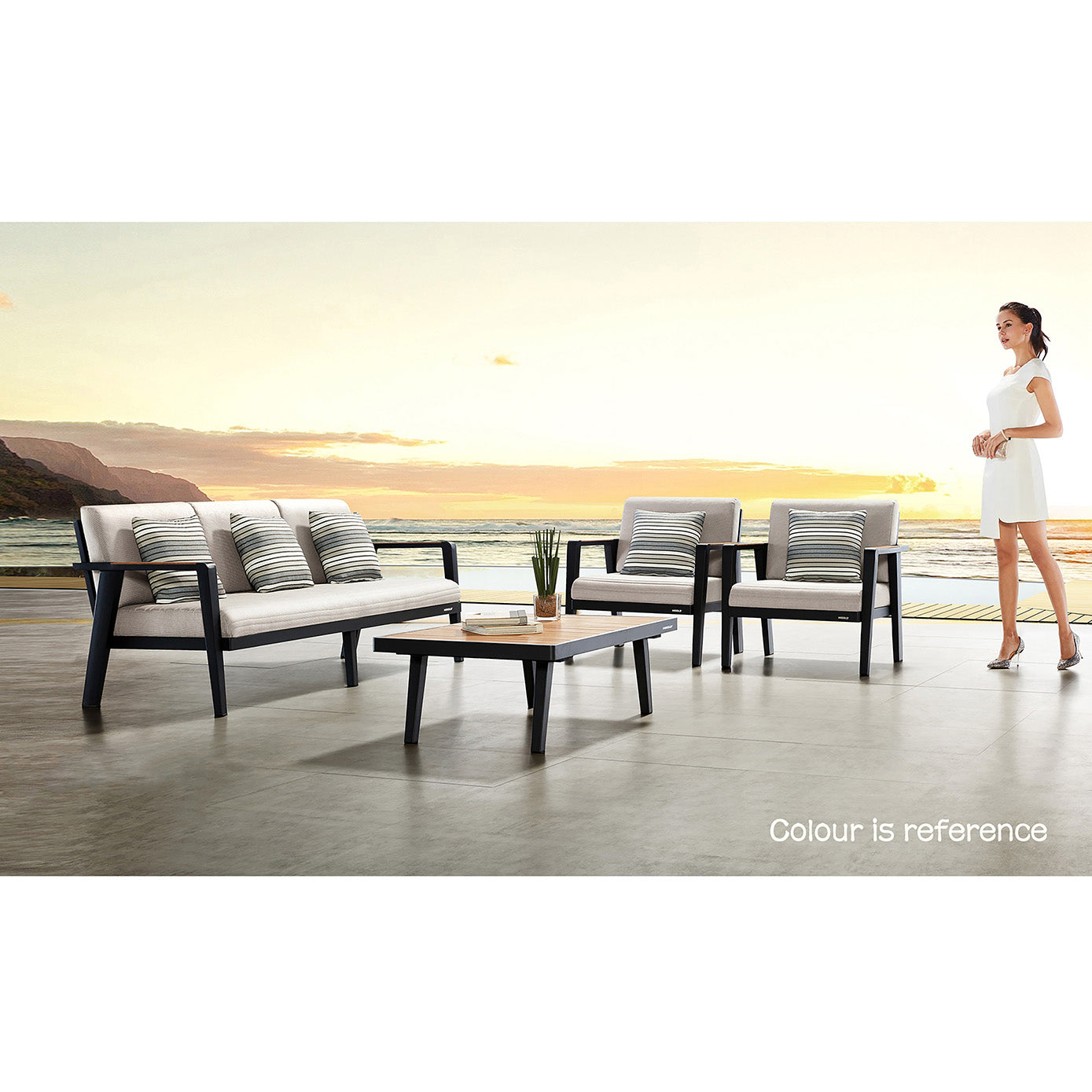 HIGOLD Emoti Aluminum Teak Patio Sofa