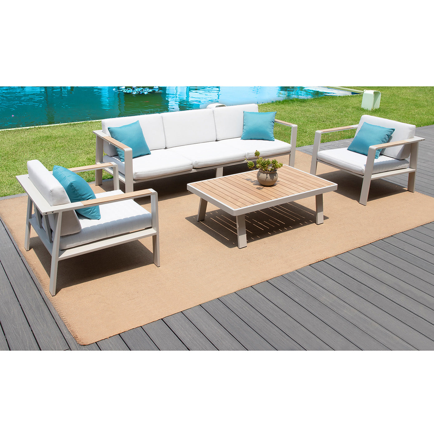 HIGOLD Nofi Aluminum Patio Sofa Coastal for 5