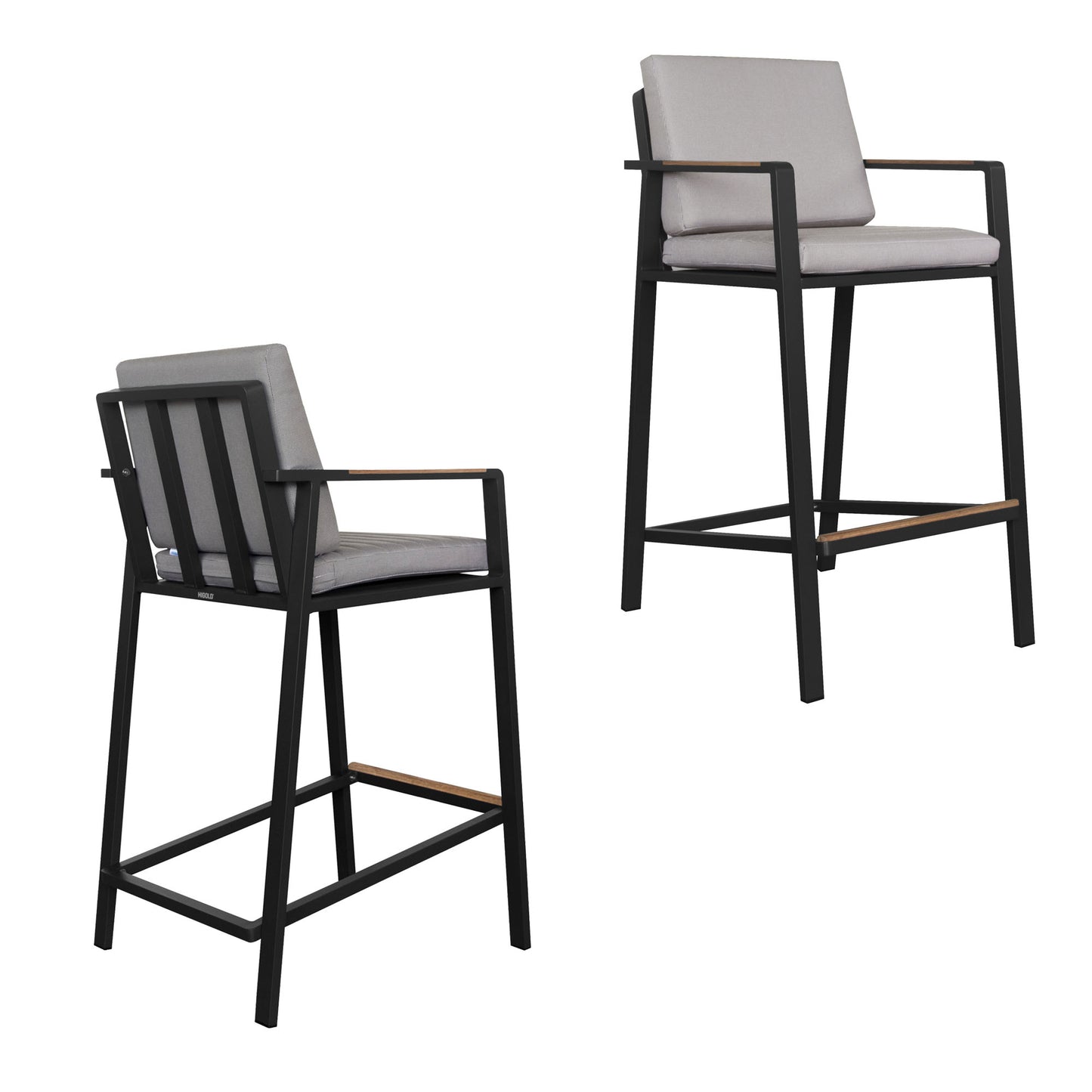 HIGOLD Nofi 7 Pieces Teak Aluminum Outdoor Pub Set Charcoal Black