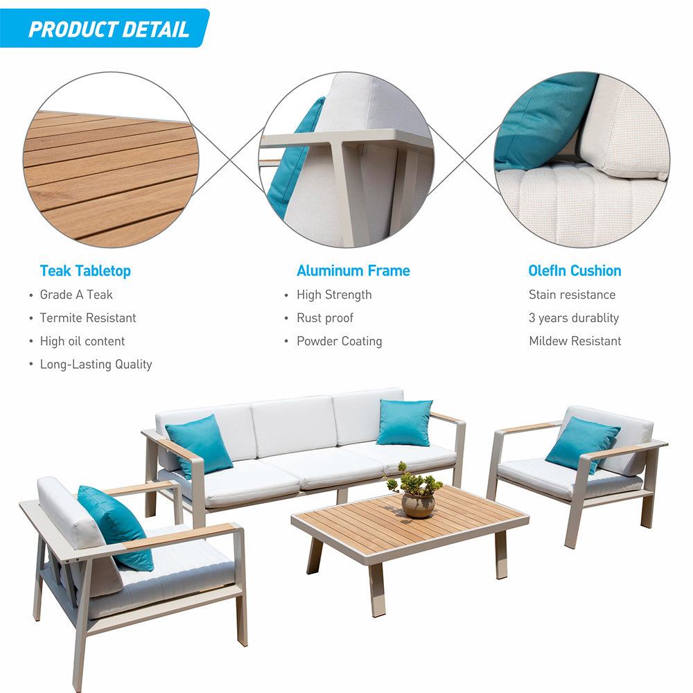 HIGOLD Nofi Aluminum Patio Sofa Coastal for 5