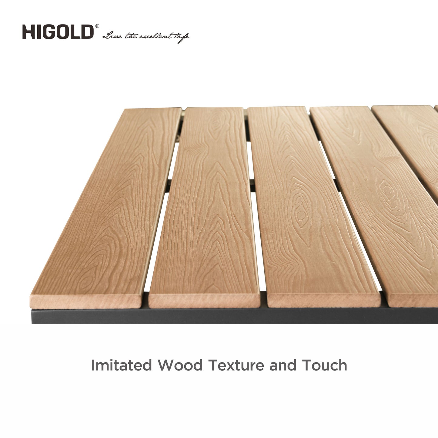 HIGOLD Carlo 5 Pieces Imitated Wood Outdoor Aluminum Pub Set