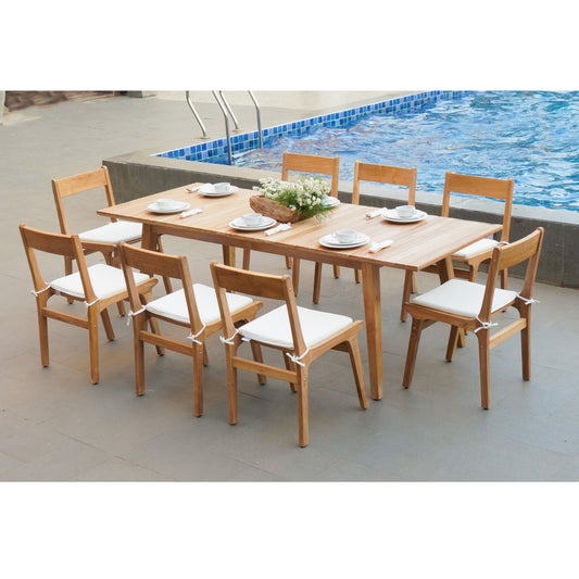 The ROSSIO ICOO 9 Pieces Teak Extendable Patio Dining Set