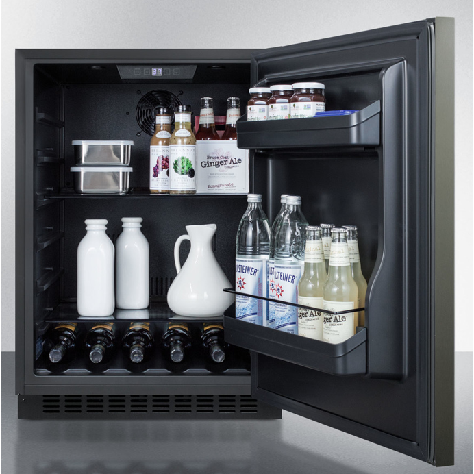 The 24" Wide Built-In All-Refrigerator- Stainless Steel w/ Unique Black Finish