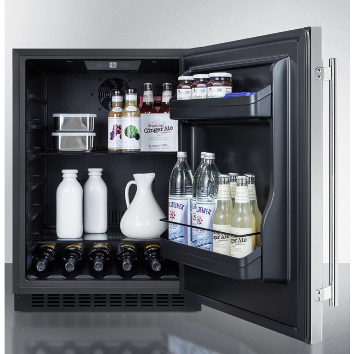 The 24" Wide Built-In All-Refrigerator- Stainless Steel Door