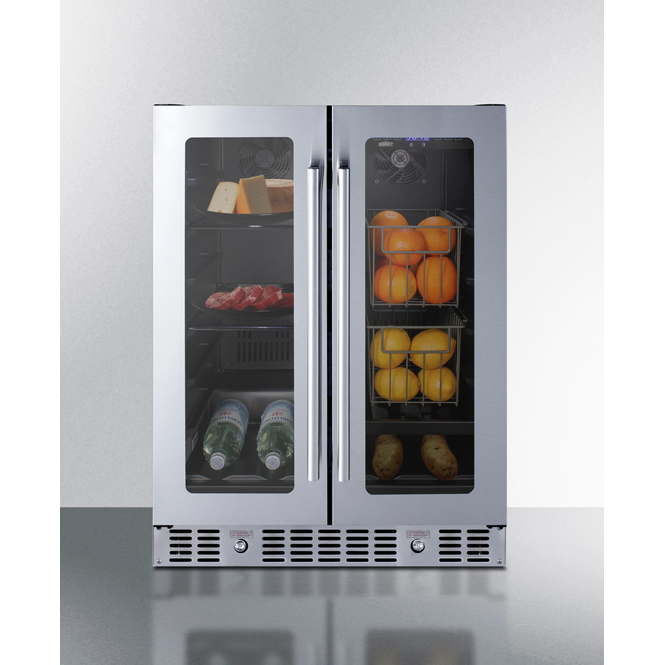The 24" Built-In Dual-Zone Produce Refrigerator- Glass Door