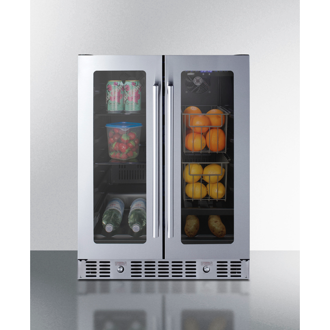 The 24" Built-In Dual-Zone Produce Refrigerator- Black Cabinet