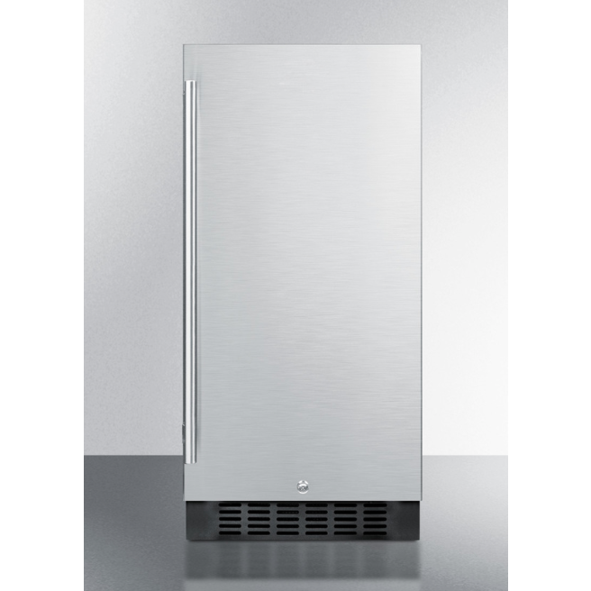 The 15" Wide Built-In All-Refrigerator- Black Cabinet with Stainless Steel Door