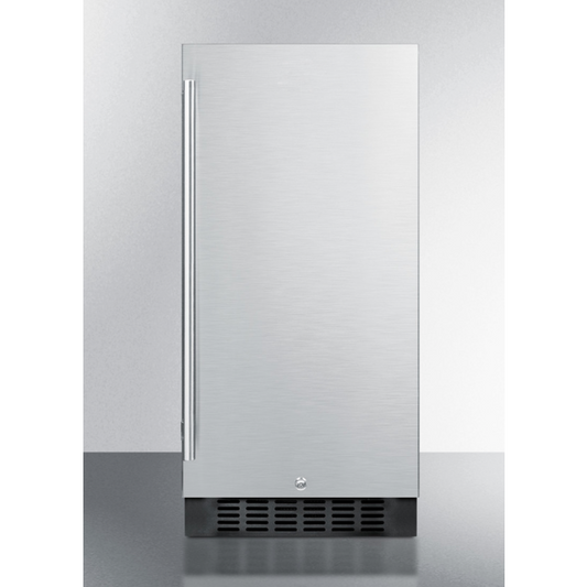 The 15" Wide Built-In All-Refrigerator- Black Cabinet with Stainless Steel Door