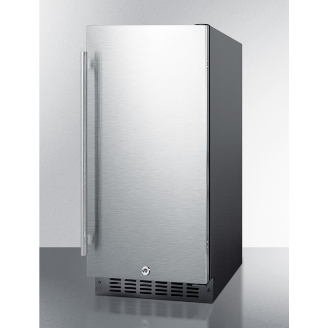The 15" Wide Built-In All-Refrigerator- Black Cabinet with Stainless Steel Door