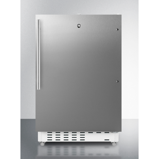 The 20" Wide Built-in Refrigerator & Freezer- White Cabinet w/ Stainless Steel Door