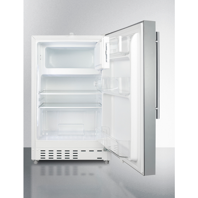 The 20" Wide Built-in Refrigerator & Freezer- White Cabinet w/ Stainless Steel Door