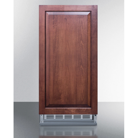 Outback Livings | 12lb. Drain Free Ice maker - Wooden Panel Door and Black Cabinet