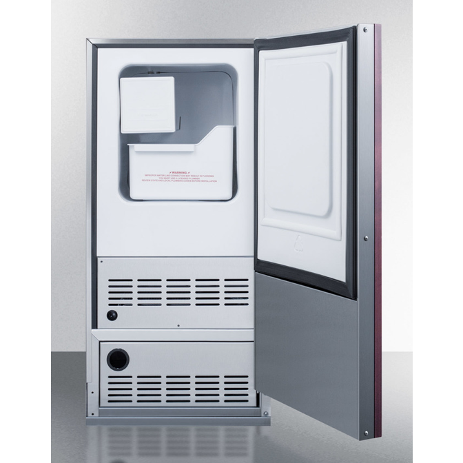 The 12 lb. Drain-Free Icemaker- Wooden Panel Ready Door & Black Cabinet