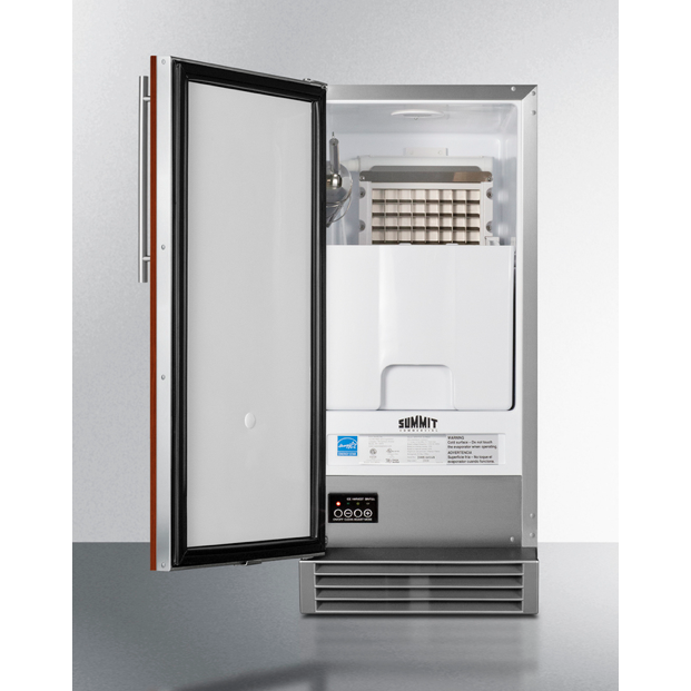 The 33" Built-In 50 lb. Clear Icemaker- Wooden Panel Ready Door