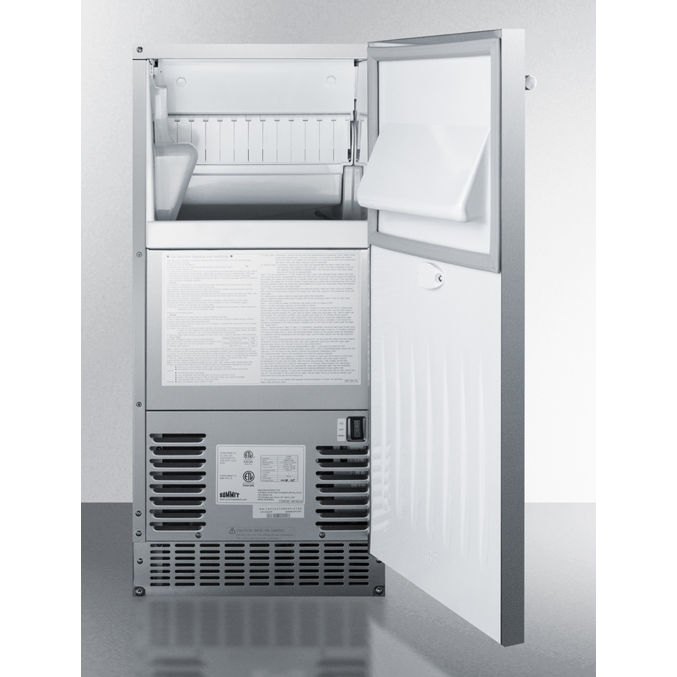 The 62 lb. Clear Outdoor/Indoor Icemaker- Stainless Steel Door/Cabinet