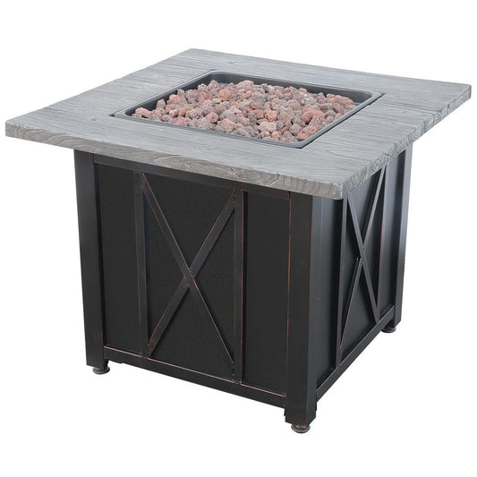 Outback Livings | Outdoor Gas Fire Pit with 30in. Resin Wood Grain Mantel