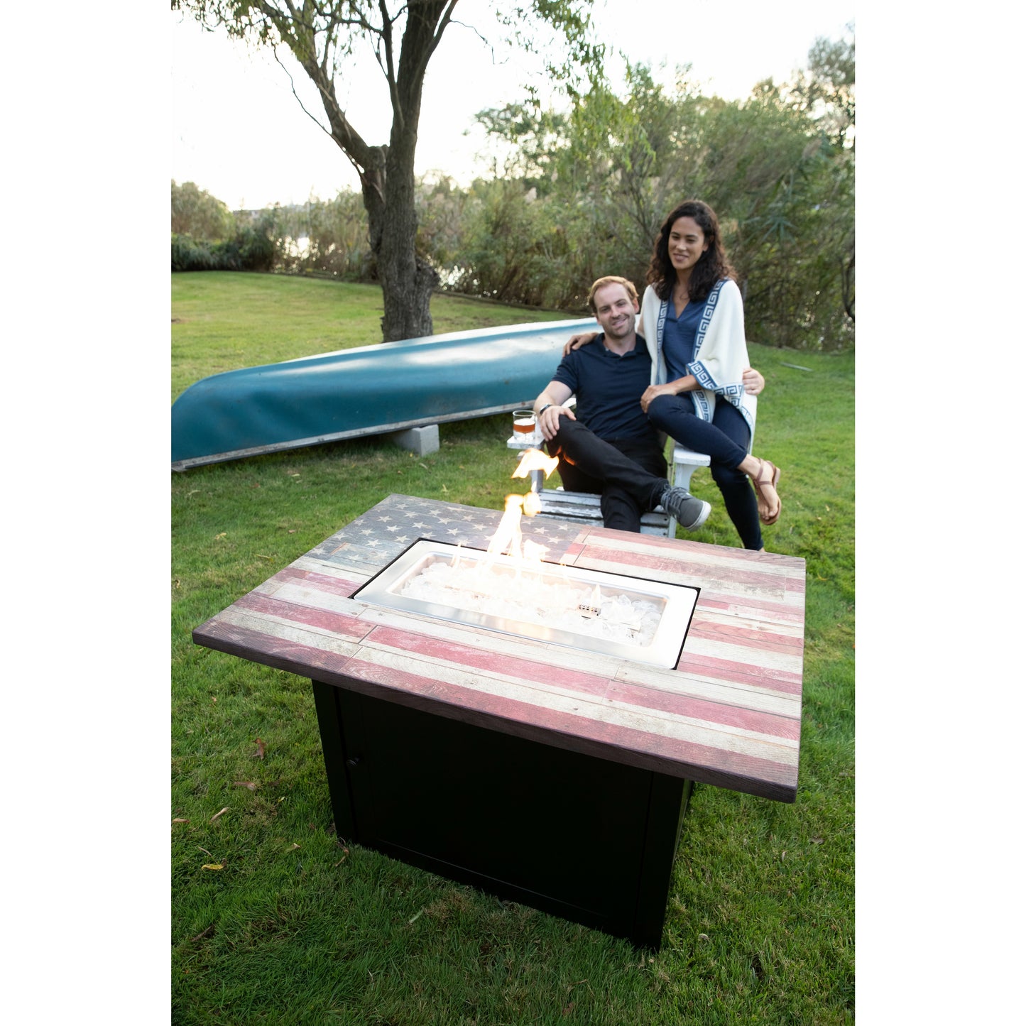 The Americana Rectangular Gas Outdoor Fire Pit