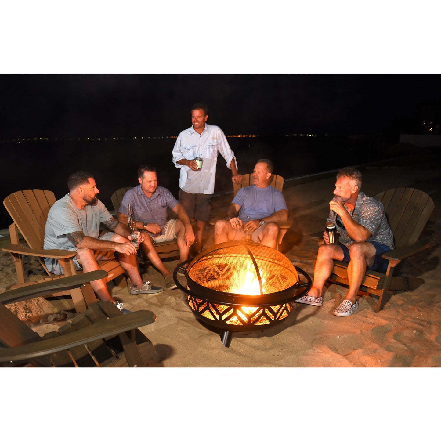 Outback Livings | Oil Rubbed Bronze Wood Burning Firebowl with Geometric Designs