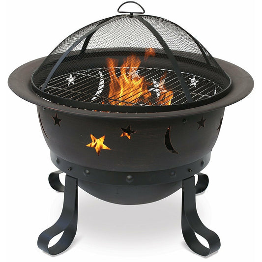 Outback Livings | Oil Rubbed Bronze Wood Burning Firebowl with Stars and moons cutouts