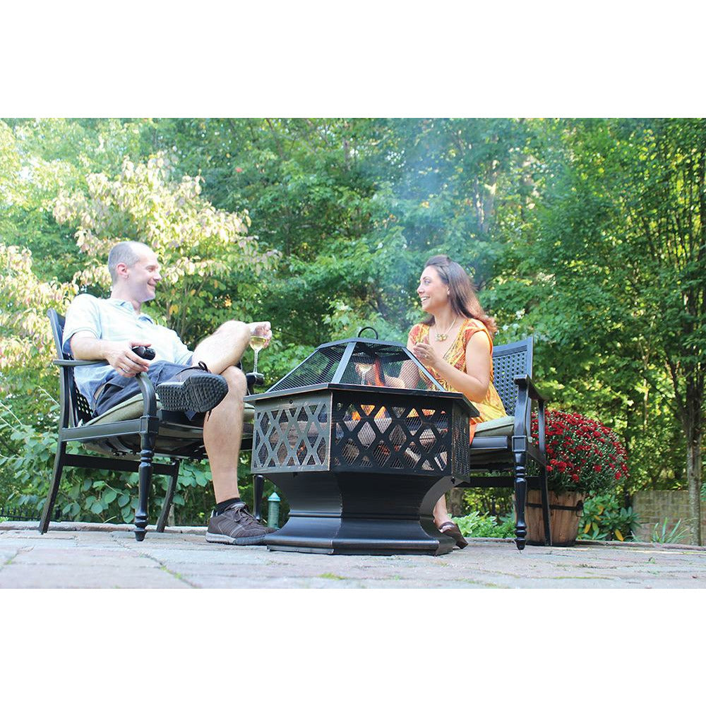 Outback Livings | Oil Rubbed Wood Burning Firebowl with Lattice Design