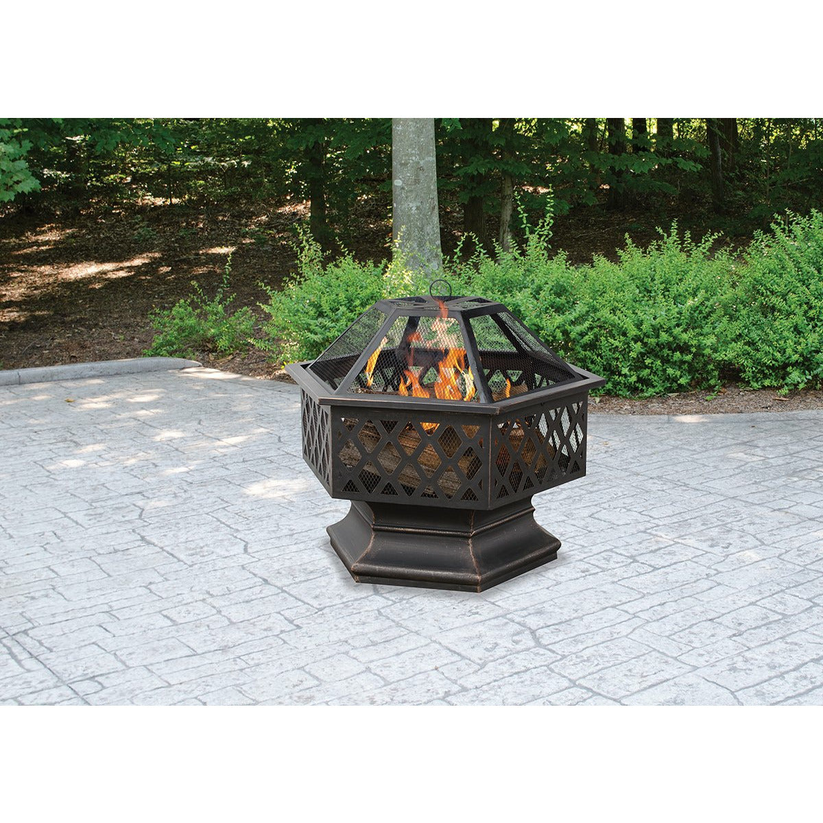 Outback Livings | Oil Rubbed Bronze Wood Burning Firebowl with Lattice Design