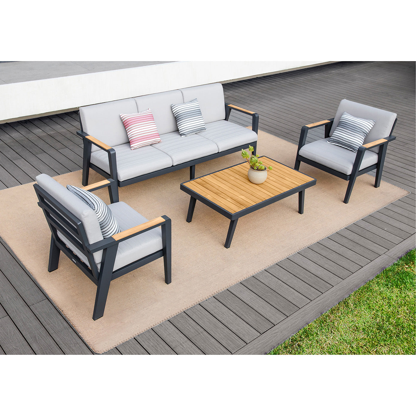 HIGOLD Emoti Aluminum Teak Patio Sofa