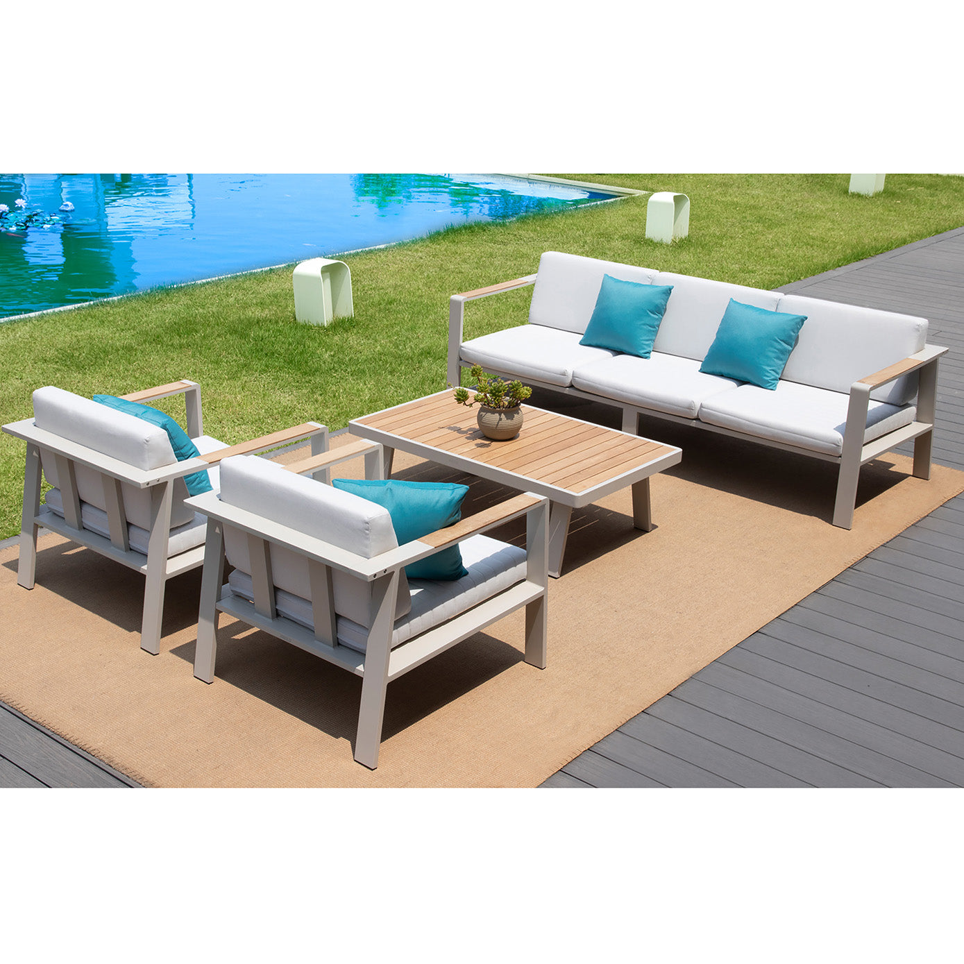 HIGOLD Nofi Aluminum Patio Sofa Coastal for 5