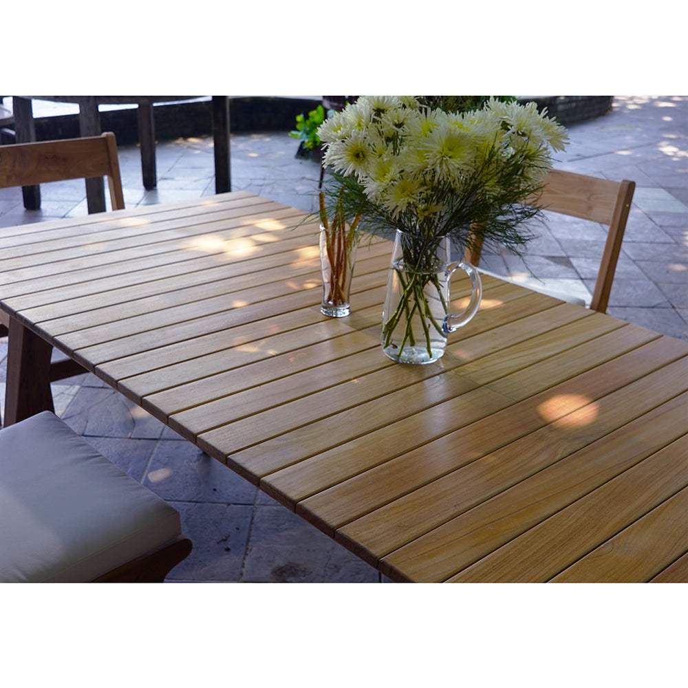 The ROSSIO ICOO 9 Pieces Teak Extendable Patio Dining Set