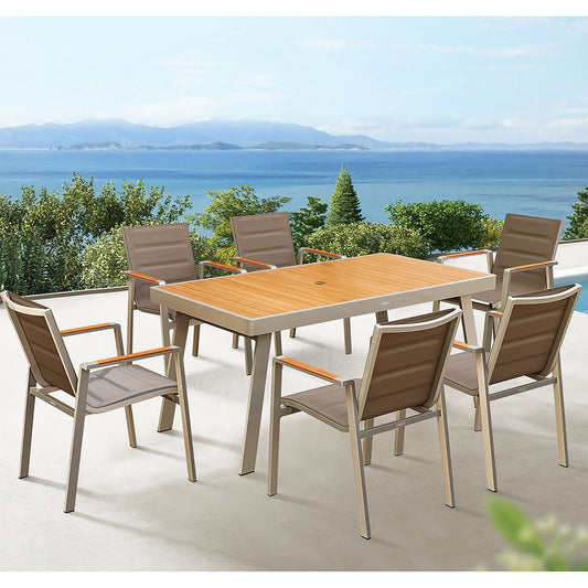 HIGOLD Nofi 2.0 Aluminum Outdoor Dining Set Champagne