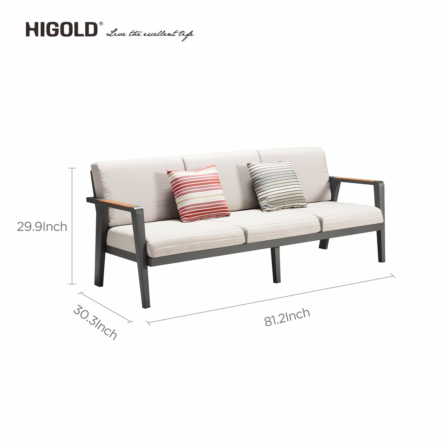 HIGOLD Emoti Aluminum Teak Patio Sofa