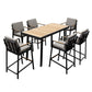 HIGOLD Nofi 7 Pieces Teak Aluminum Outdoor Pub Set Charcoal Black