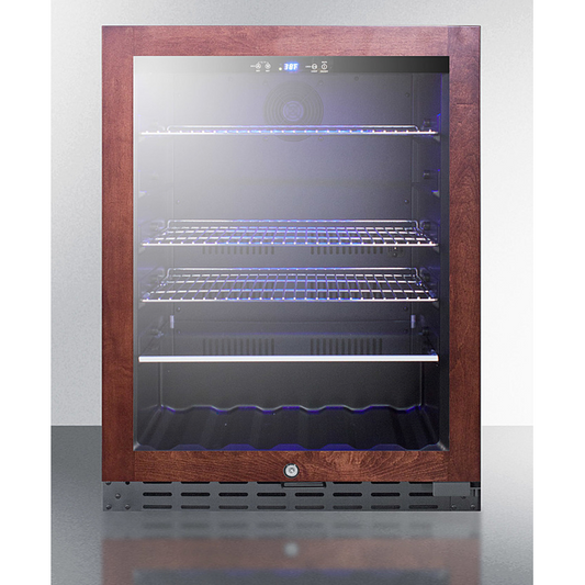 The 24" Wide Built-In Beverage Cooler- Glass/Wooden Panel-Ready Frame
