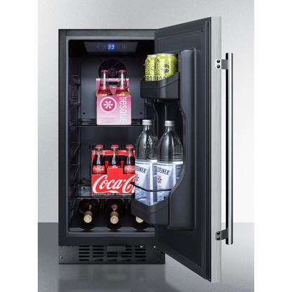 The 15" Wide Built-In All-Refrigerator- Black Cabinet with Stainless Steel Door