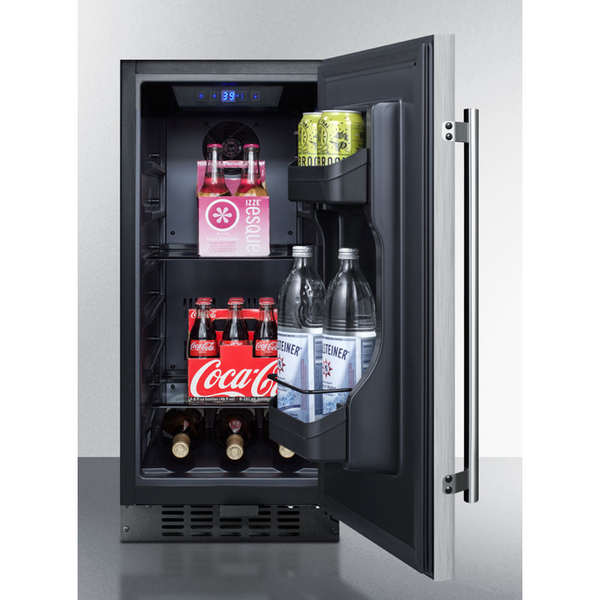 The 15 Wide Built-In All-Refrigerator- Black Cabinet with Stainless Steel Door