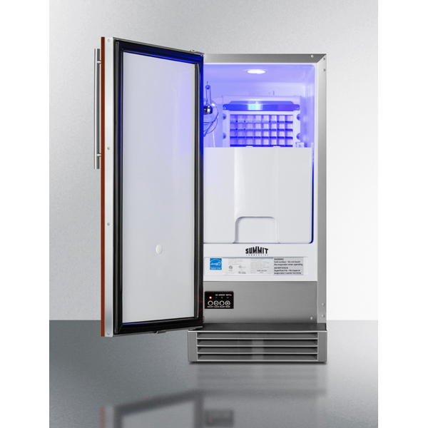 The 32 Built-In 50 lb. Clear Icemaker- Wooden Panel Ready Door