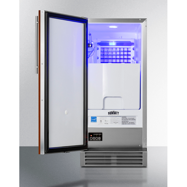 The 33 Built-In 50 lb. Clear Icemaker- Wooden Panel Ready Door