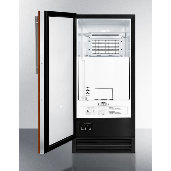 The 33 Built-In 50 lb. Clear Icemaker- Stainless Steel Door/ Black Cabinet