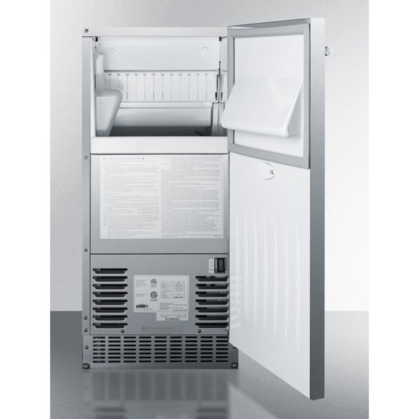 The 62 lb. Clear Outdoor/Indoor Icemaker- Stainless Steel Door/Cabinet